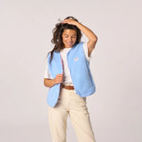 Sleeveless Sherpa Zip Jacket in Blue | BillyBelt