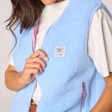 Sleeveless Sherpa Zip Jacket in Blue | BillyBelt