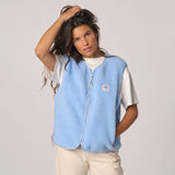 Sleeveless Sherpa Zip Jacket in Blue | BillyBelt