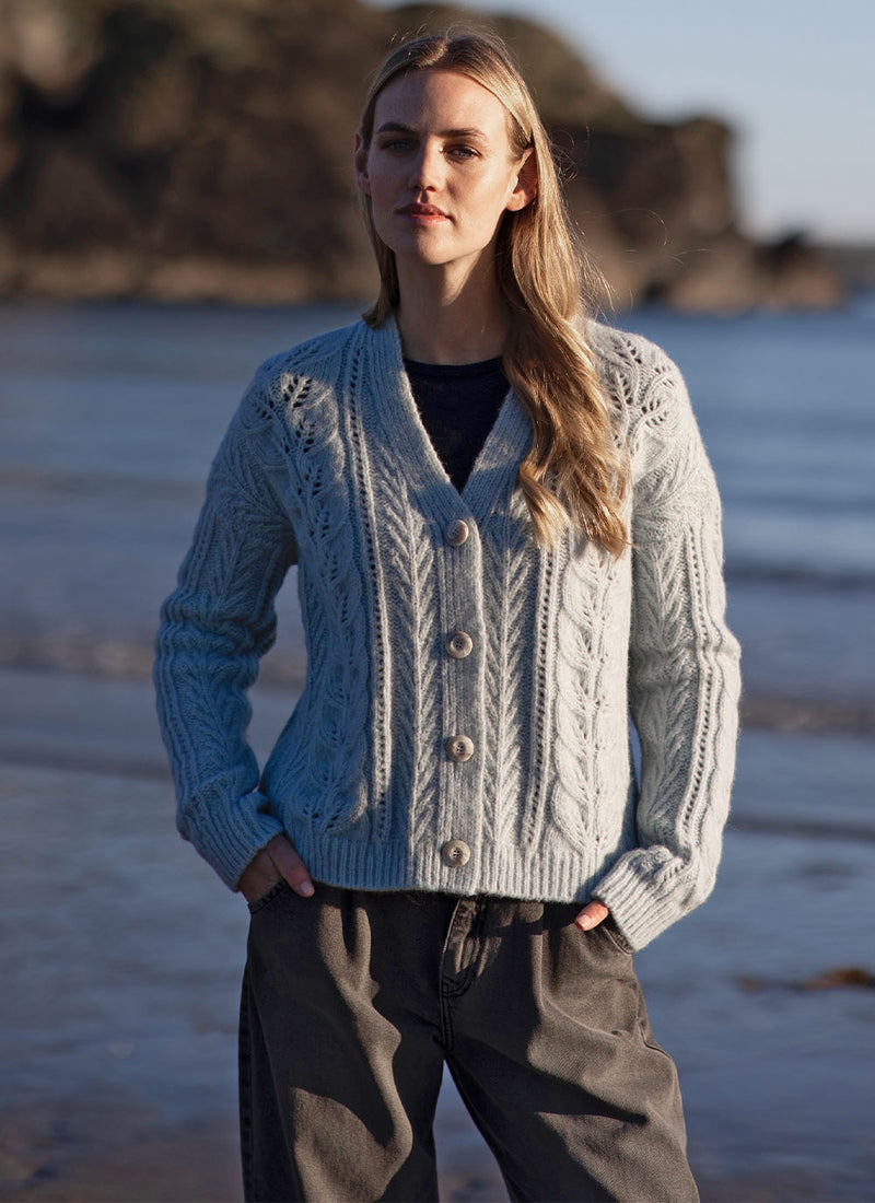 Alpaca Cardigan in Duck Egg Blue | Fisherman Out of Ireland