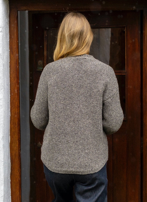 Merino Wool V-Neck Jumper in Rabbit | Fisherman Out of Ireland