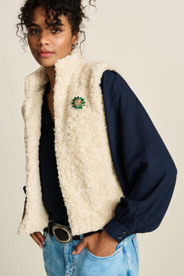 Teddy Love Cream Gilet | POM Amsterdam