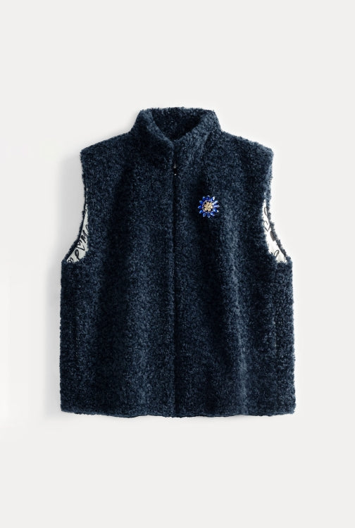 Teddy Love Navy Gilet | POM Amsterdam
