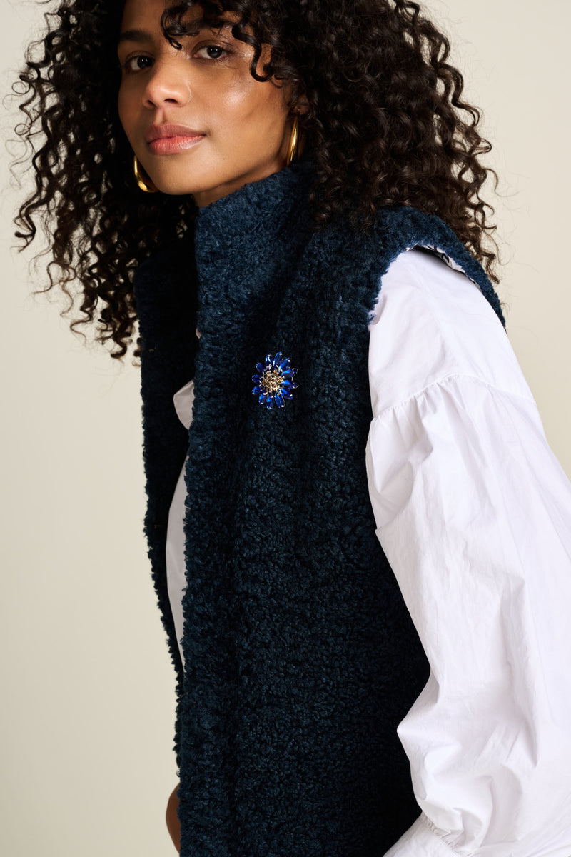 Teddy Love Navy Gilet | POM Amsterdam