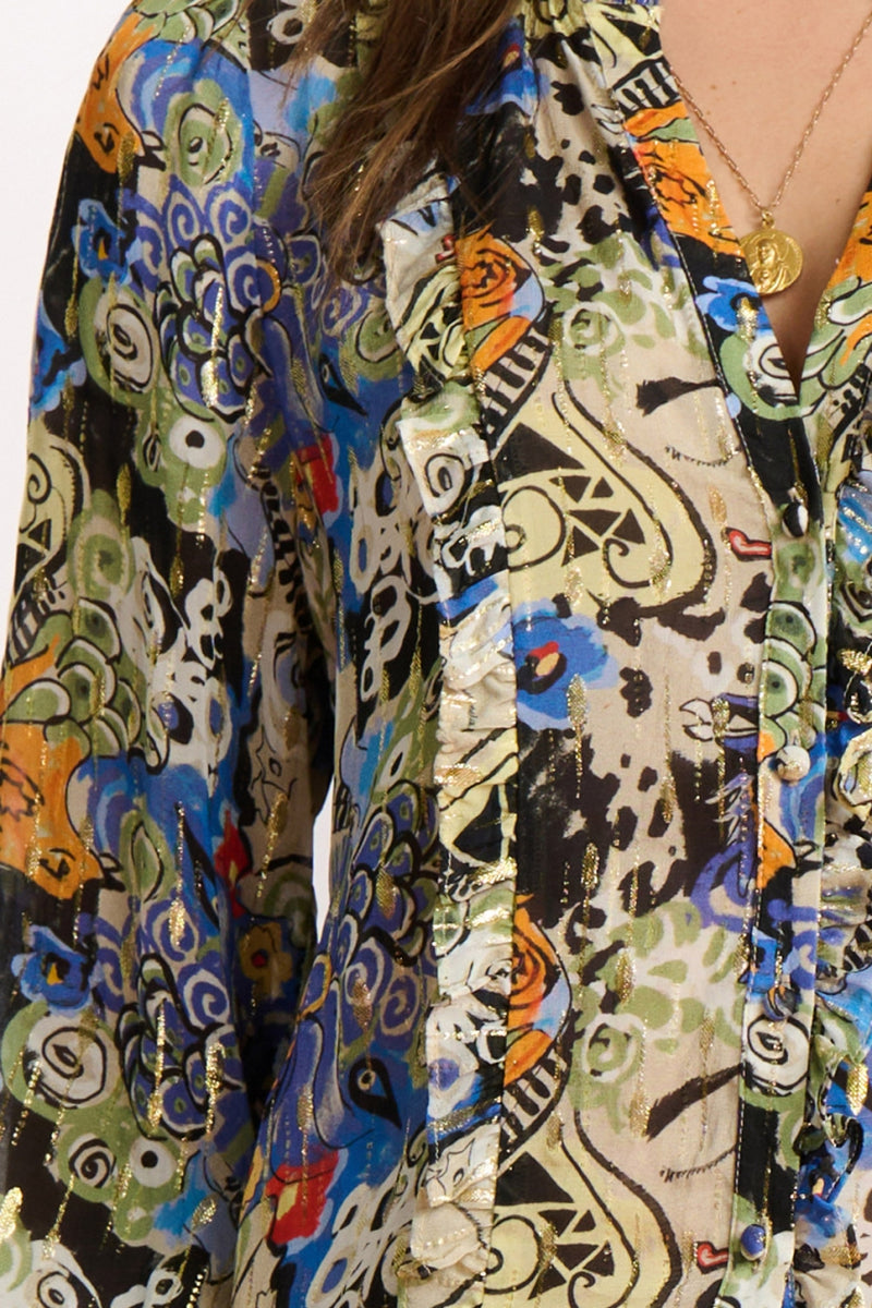 Gleaming Glory Blouse | POM Amsterdam at Sarah Thomson | Details of print