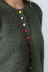 Racoon Khaki Cardigan WES26A75R | Esthēme Cachemire