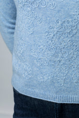 Embroidered Cashmere Jumper in Glacier WES26B02H | Esthēme Cachemire
