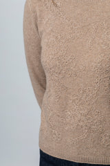 Embroidered Cashmere Jumper in Latte WES26B02H | Esthēme Cachemire