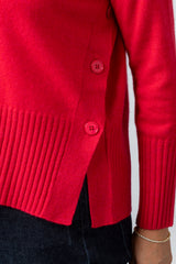 Red Marl Button Detail Cashmere Jumper JF6W40C | Esthēme Cachemire
