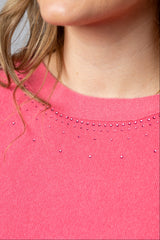 Pink Cashmere Sparkle Neck Jumper JF6W38C | Esthēme Cachemire