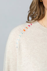 Cashmere Jumper with Contrast Stitching CKH6346C | Esthēme Cachemire