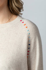 Cashmere Jumper with Contrast Stitching CKH6346C | Esthēme Cachemire