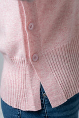 Baby Pink Button Detail Cashmere Jumper JF6W40C | Esthēme Cachemire