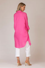 Hot Pink Linen Shirt Dress | Esthēme Cachemire