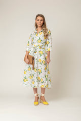 The Mamma Midi Linen Dress in Lemons | Sartoria Saracena
