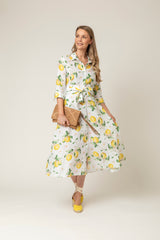 The Mamma Midi Linen Dress in Lemons | Sartoria Saracena