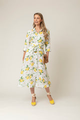 The Mamma Midi Linen Dress in Lemons | Sartoria Saracena