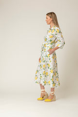 The Mamma Midi Linen Dress in Lemons | Sartoria Saracena