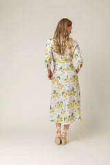 The Mamma Midi Linen Dress in Lemons | Sartoria Saracena