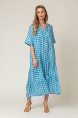 The June Linen Dress in Peacock | Sartoria Saracena