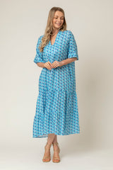 The June Linen Dress in Peacock | Sartoria Saracena