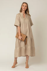 The June Linen Dress in Sand | Sartoria Saracena