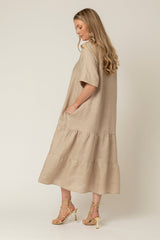 The June Linen Dress in Sand | Sartoria Saracena
