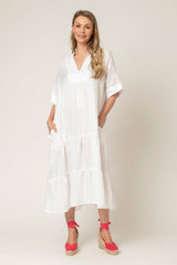 The June Linen Dress in White | Sartoria Saracena