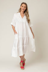 The June Linen Dress in White | Sartoria Saracena