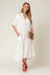 The June Linen Dress in White | Sartoria Saracena