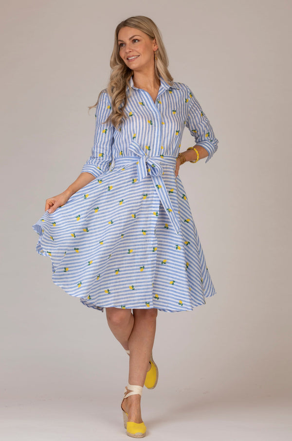 The Lemon Stripe Mamma Mini Linen Dress | Sartoria Saracena