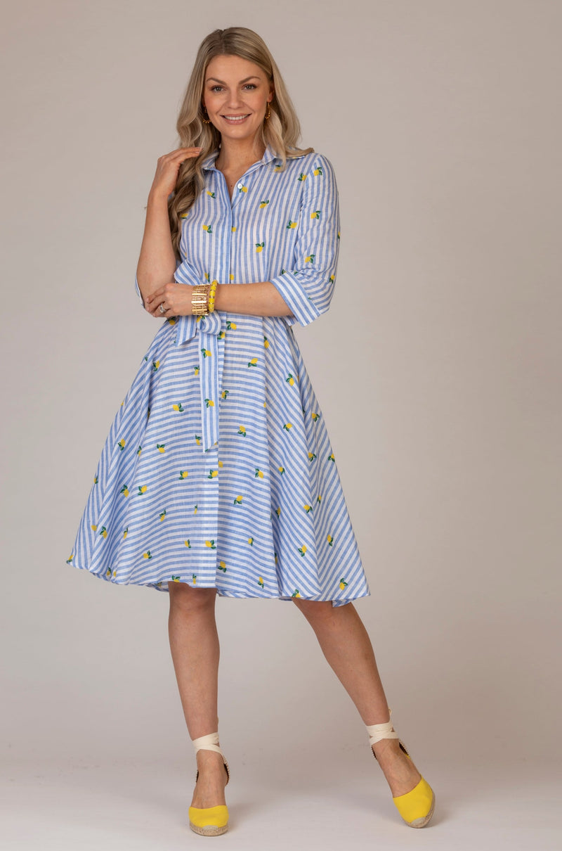 The Lemon Stripe Mamma Mini Linen Dress | Sartoria Saracena
