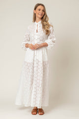 The Liza Linen Maxi Dress in White Broderie Anglaise | Sartoria Saracena