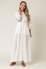 The Liza Linen Maxi Dress in White Broderie Anglaise | Sartoria Saracena