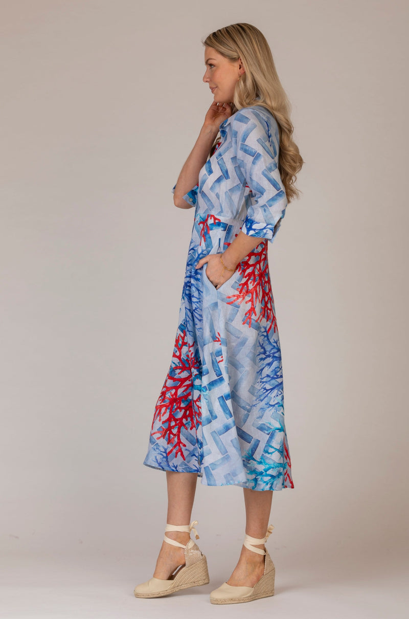 The Cactus Zig Zag Print Mamma Midi Linen Dress | Sartoria Saracena