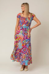 Bell Tiered Linen Maxi Dress in Disco | Sartoria Saracena