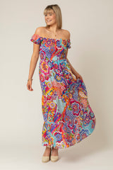 Bell Tiered Linen Maxi Dress in Disco | Sartoria Saracena