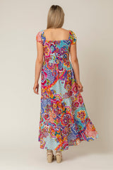 Bell Tiered Linen Maxi Dress in Disco | Sartoria Saracena