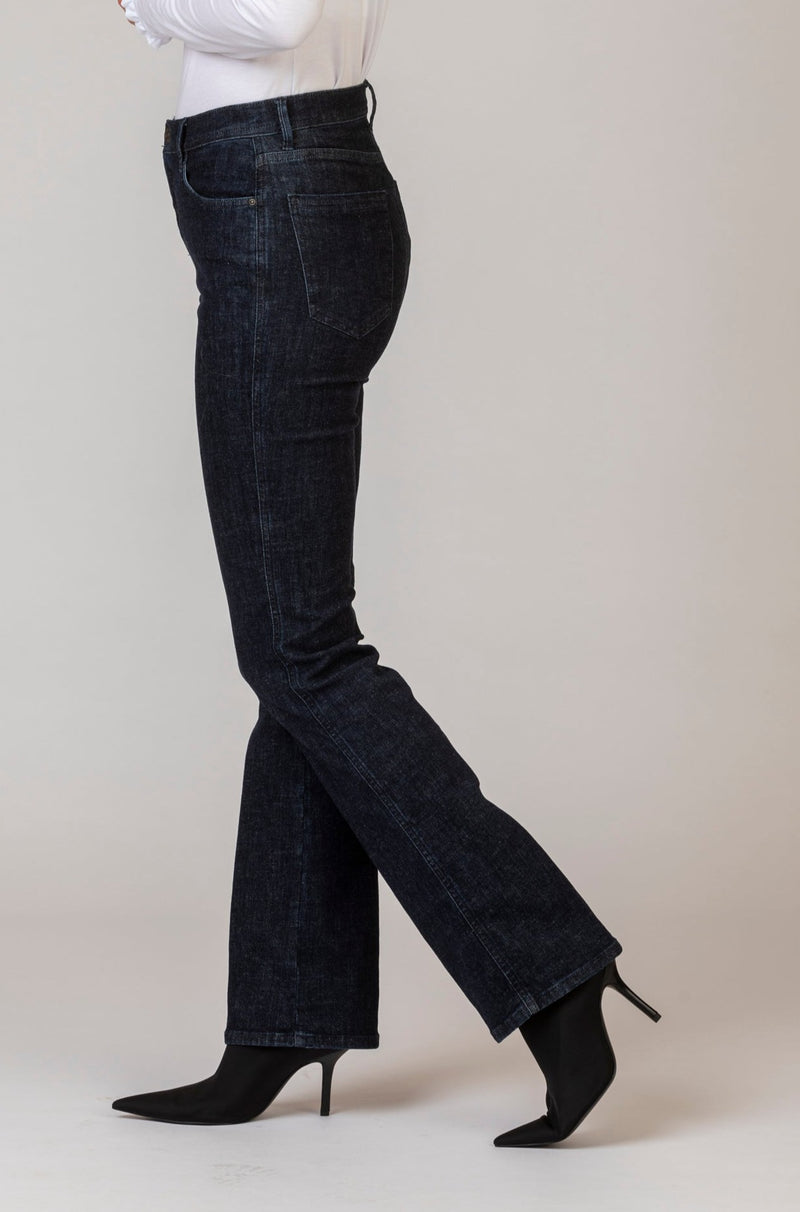 Mary Clean Dark Blue Denim Bootcut Jeans | Brax. at Sarah Thomson | Side profile of jeans