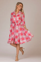 The Cherry Sun Print Mamma Mini Linen Dress | Sartoria Saracena