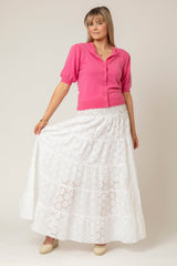 The Tiered Linen Skirt/Dress in White Broderie Anglaise  | Sartoria Saracena