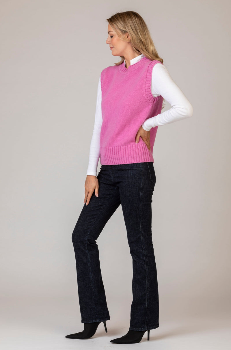 NEW Pink Scottish-Made Geelong Wool Tank Top | Sarah Thomson Knitwear