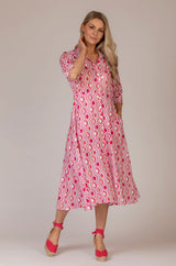 The Isca Print Cherry Mamma Midi Linen Dress | Sartoria Saracena