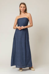 The Lola Strapless Dress in Navy | Sartoria Saracena