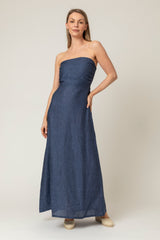 The Lola Strapless Dress in Navy | Sartoria Saracena