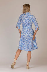 Tile Print Mamma Mini Linen Dress | Sartoria Saracena