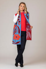 NEW Bright Coral Scottish-Made Geelong Wool Tank Top | Sarah Thomson Knitwear