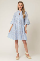 Striped Broderie Anglasie Short Tiered Dress | Sartoria Saracena