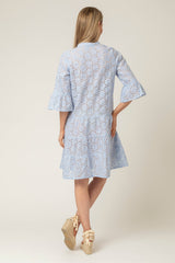 Striped Broderie Anglasie Short Tiered Dress | Sartoria Saracena