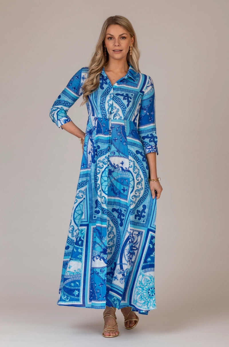 The Miami Avion Print Mamma Mia Linen Dress Sartoria Saracena